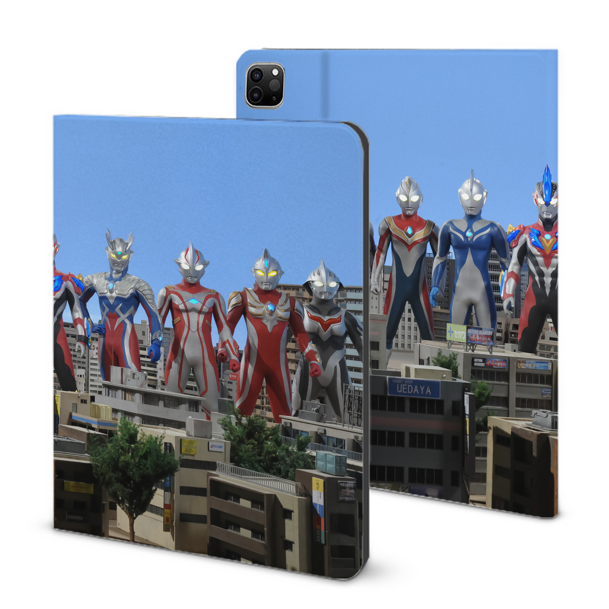 （画像用） ウルトラマン Ultraman IPad ケース ブック型 PUレザー TPU 耐衝撃 軽量 薄型 ペン収納なし 全面保護 IPad 各モデル対応